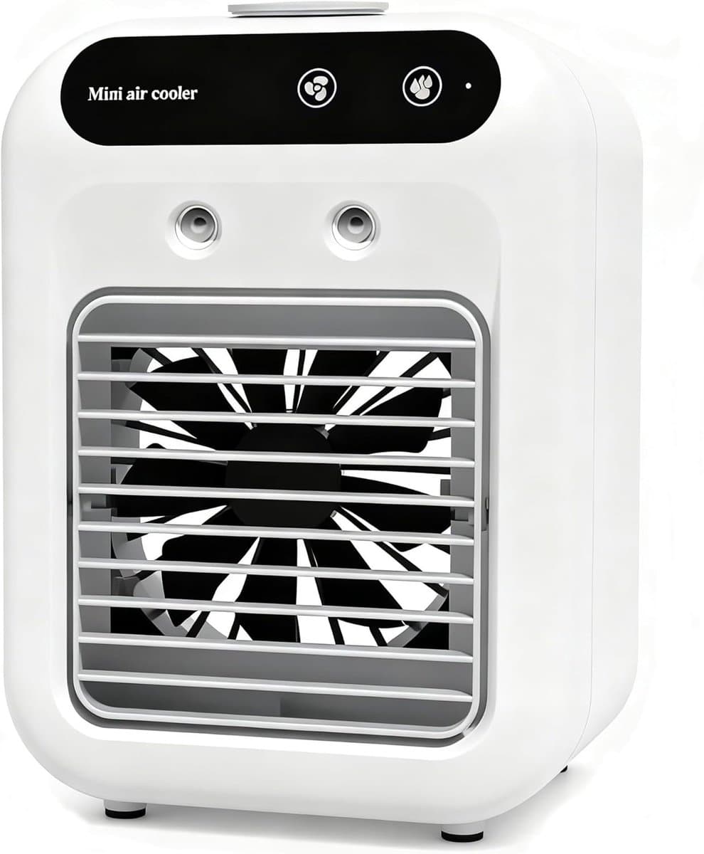 Draagbare airconditioner - elektrische desktopventilator - draagbare koelventilator - kleine airconditionerventilator voor huishoudelijk gebruik - watertank van 500 ml - langdurige spray - geschikt voor thuis, kamperen, auto, kantoor en meer. — afbeelding 1