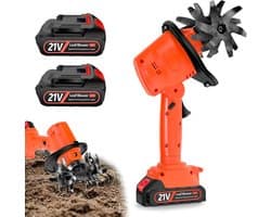 Thijox - Accu-grondhak 21 V, Elektrische Tuinfrees met 2 Accu's, 3000 mAh, 4 Metalen Messen, 10 cm Werkbreedte en Diepte, Ideaal voor Tuinonderhoud