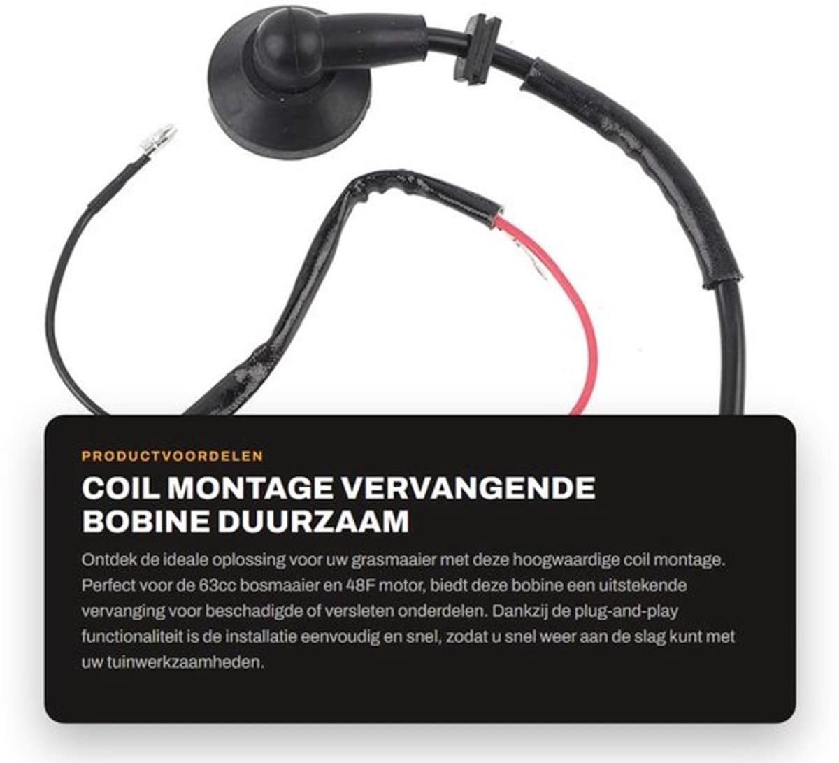 Bobine Vervanging - Geschikt voor 63cc Bosmaaier - Slijtvast - Hoogwaardige Staallegering - Plug and Play - Modulelengte 62 mm - Ontstekingsspoel — afbeelding 1