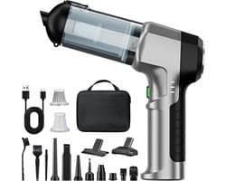 Draadloze Persluchtreiniger & Handstofzuiger – 2-in-1 Elektrische Air Duster – Oplaadbaar – Voor Auto, Toetsenbord, PC, Laptop en Huis – Met Opzetstukken