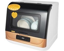 Compacte Vaatwasser - Mini Vaatwasser Aanrecht - Keuken Schoonmaken - Ingebouwde Watertank - 45x45x45 cm - Zwart Wit Goud