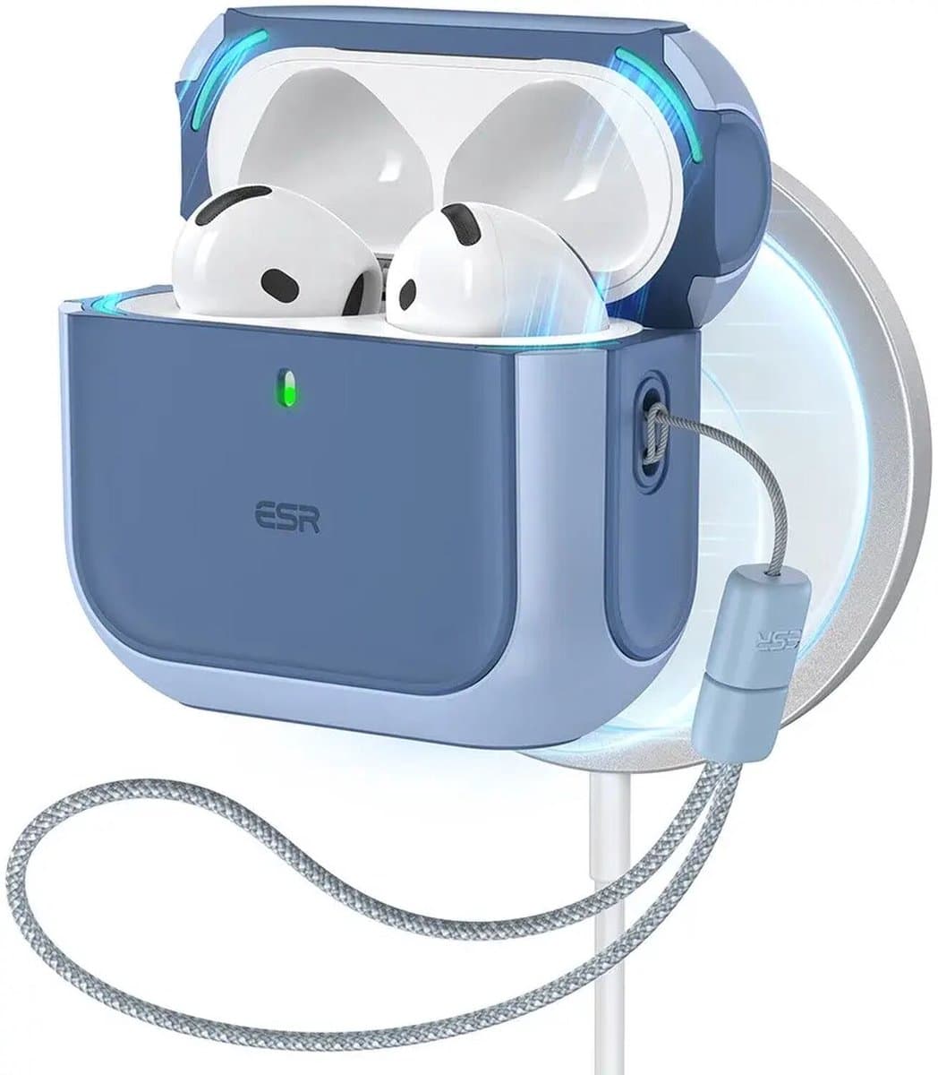 ESR Halolock Orbit Hybrid Hoes Geschikt Voor AirPods 4 (AirPods 4e Generatie) (2024) Magsafe Blauw — afbeelding 1