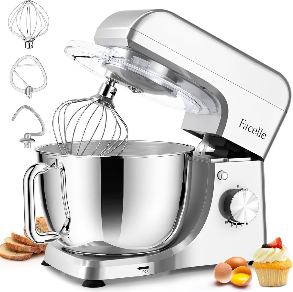 SnelShoppen - Foodprocessor SM1521 - Kneedmachine - Keukenapparaat - Zilver - Multifunctioneel - Voor Bakken, Mixen, Hakken - 3,5L Inhoud - Ideaal voo — afbeelding 1