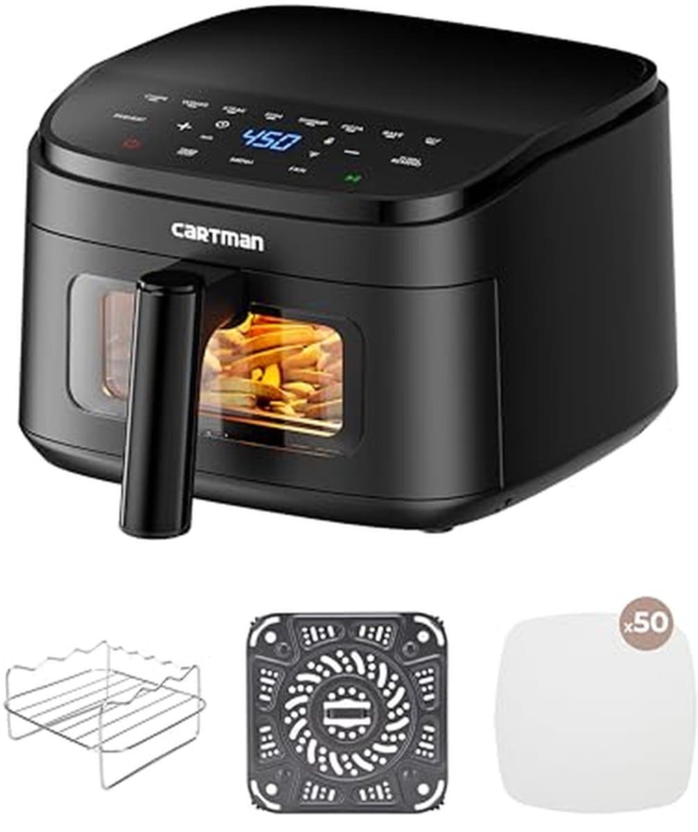 Heteluchtfriteuse - Compacte airfryer - Gezond Frituren - Extreem plat design - 38 Liter - Zwart — afbeelding 1