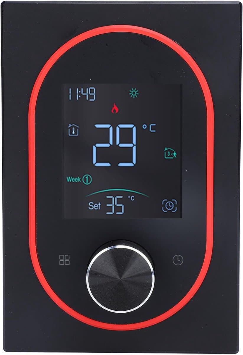 Slimme thermostaat - Intelligente regelaar - Temperatuur regelen - Touchscreen kleurendisplay - 86x86 mm inbouw - Zwart — afbeelding 1