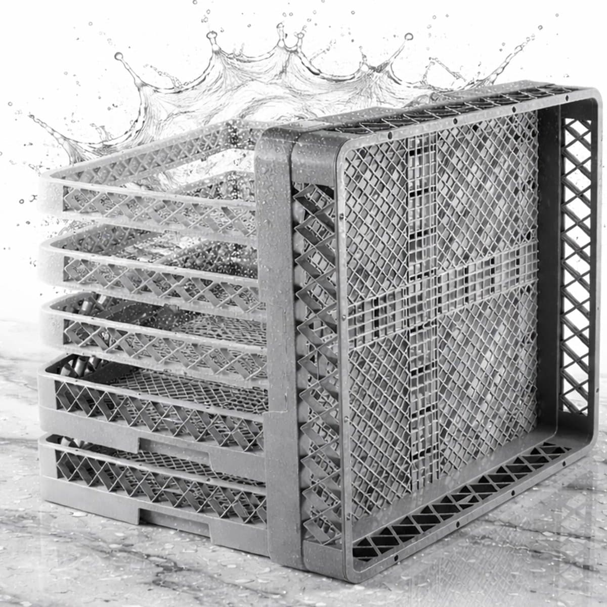 Vaatwassermanden Set - Afwasmand Bestekmand - Commercieel Afwassen - Fijne Bodemstructuur - 50 x 50 cm - Grijs — afbeelding 1
