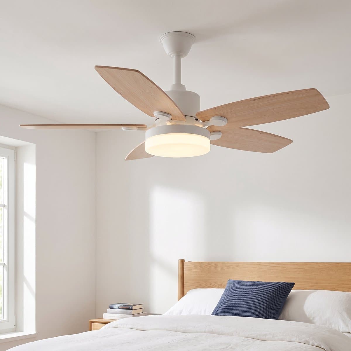 Plafondventilator met lamp - Diameter 106.6 cm - 6 Snelheden - LED Dimmbaar 3 kleuren - 5 Bladen - Modern - Licht Eiken — afbeelding 1