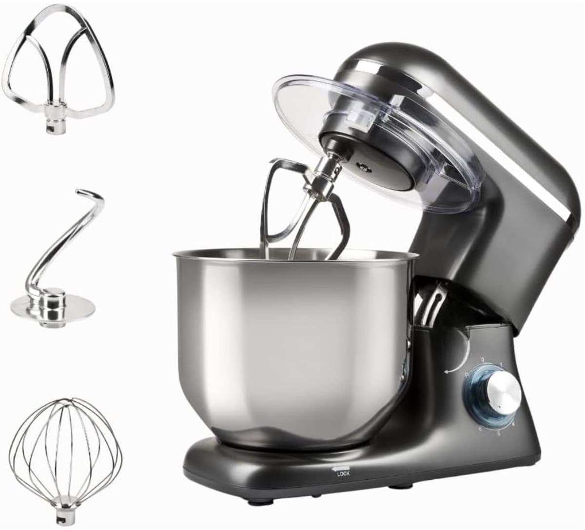 Lìon® Deegmachine - Mixer met Kneedhaak - Kneedmachine - Grijs - 34cm x 25cm x 38cm — afbeelding 1