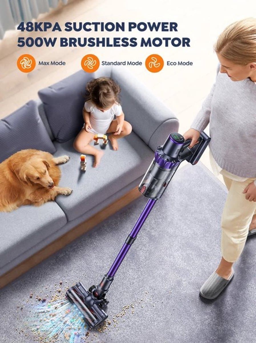 Steelstofzuiger - Vacuum Cleaner - Draadloze Stofzuiger- Kruimeldief Snoerloos - 500W - 48KPa - Handstofzuiger - 1.5L Stofreservoir - Automatische Zuigkracht Aanpassing - Ideaal voor Huisdierharen, Tapijt en Harde Vloeren — afbeelding 1
