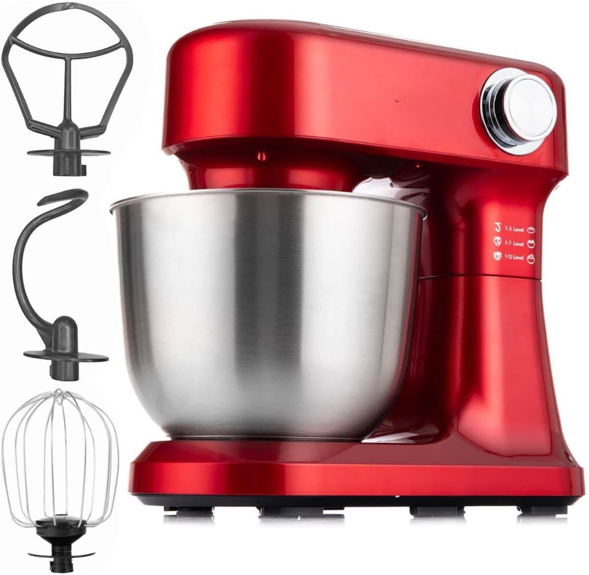 Lìon® Deegmachine - Mixer met Kneedhaak - Kneedmachine - Rood - 23cm x 34cm x 36cm — afbeelding 1