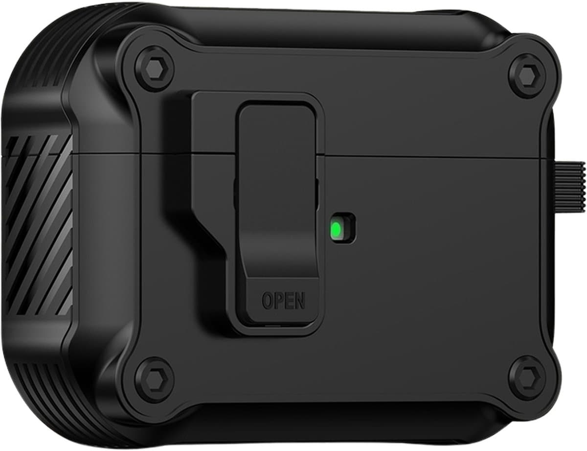 Mobigear Hoesje geschikt voor Apple AirPods Pro 2 Hardcase Hoesje | Mobigear Armor Clip - Zwart — afbeelding 1