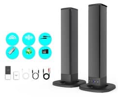 Bluetooth-soundbar - Afneembare soundbar - Ondersteunt Bluetooth 5.0 - Met 3D-surroundgeluid en subwoofer - USB-poort - Zwart