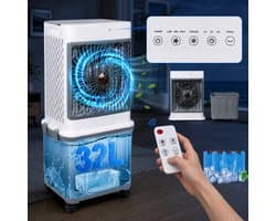 MUPOO Mobiele Aircooler 4-in-1 - Airco Zonder Afvoerslang -Luchtkoeler met Water 32L Watertank- 4 Koelelementen & Afstandsbediening - Stil 50 dB & met 120° Oscillatie - Koeling Ventilator voor Woonkamer en Slaapkamer