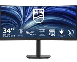 Philips 34B2N3500C - 34 inch Ultrawide Curved QHD Business Monitor - 120Hz - 5 jaar garantie
