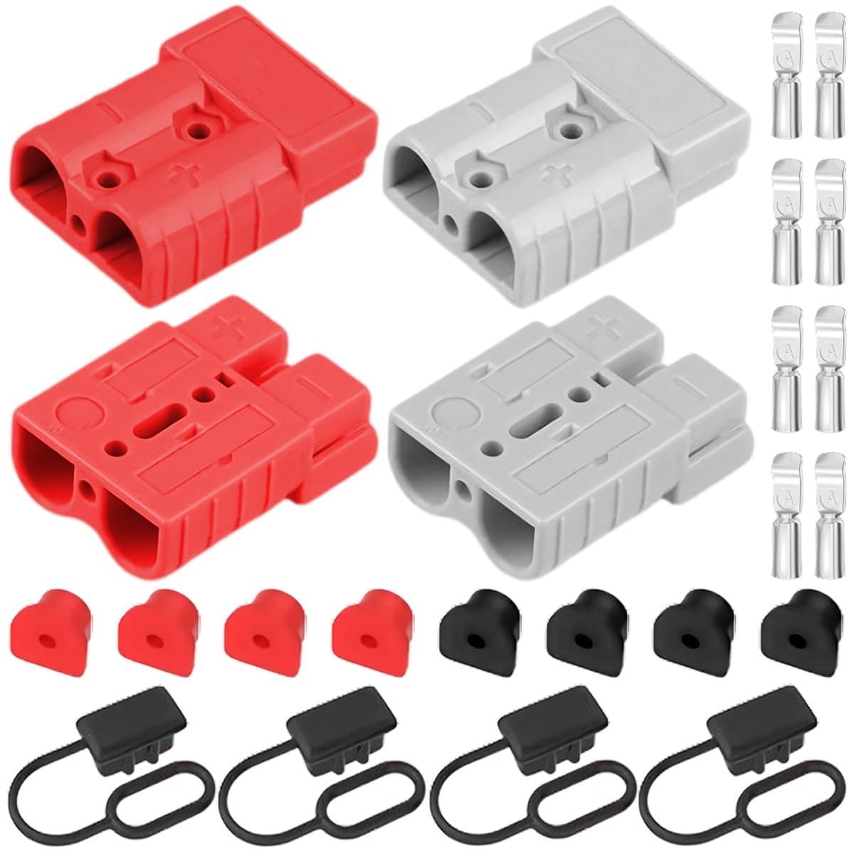 SnelShoppen - 4 Pack Snelsluitingen 600V 175A Zware Kwaliteit voor 0-4 AWG Kabels, Vuurvast en Stofkap voor Auto, Motorhome, Grasmaaier (Rood/Grijs) — afbeelding 1