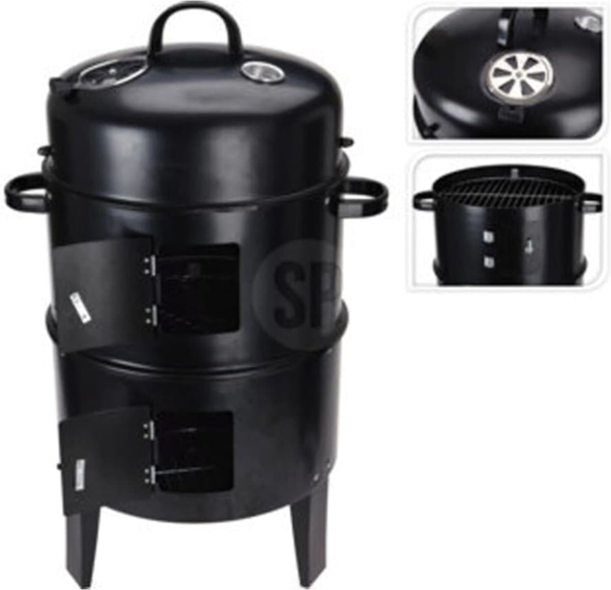 ProGarden Houtskoolbarbecue met haard en 2 grillroosters zwart — afbeelding 1