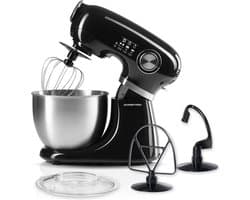 GOURMETmaxx Keukenmachine & roerapparaat, multifunctionele keukenhulp incl. mengkom en opzetstukken, krachtige mixer met garde en meer, elektrische kneedmachine, zwart