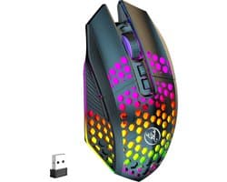 HXSJ T500 Draadloze Gaming Muis - Ultra licht - RGB Verlichting - Licht zwart