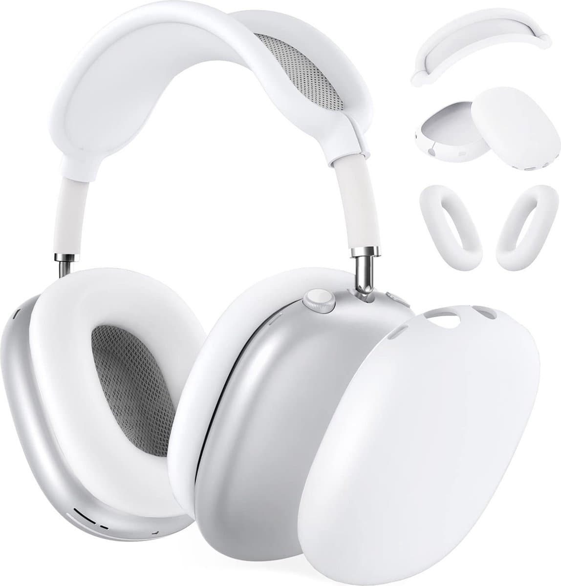 Siliconen Hoes voor AirPods Max Hooftelefoons van MMOBIEL – Siliconen Oorkussens Beschermhoes, Oorschelp Beschermhoes, Hoofdband Beschermhoes – Anti-Kras Zachte Siliconen Beschermer – Wit — afbeelding 1