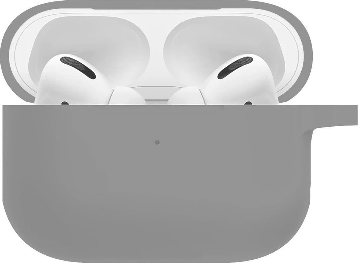 Hoesje - Geschikt voor Apple AirPods Pro 2 - Siliconen Hoes met Clip - Silicone Case Cover - Grijs — afbeelding 1