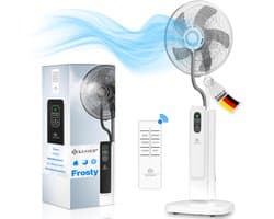 KESSER® Statiefventilator Frosty met Water Ultrasone Verneveling Koeling - Staande Ventilator inclusief Afstandsbediening en Timerfunctie - Wit