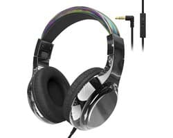 StayPowered Kinderkoptelefoon - Veilig & Comfortabel Luisteren - Volumebegrenzing 85/94 dB - Verstelbaar & Opvouwbaar - Zachte Over-Ear Kussens - Ingebouwde Microfoon - 3.5 mm Aansluiting - Zwart - Levering Sneller dan Aangegeven!