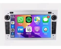 Autoradio 1/32GB met Carplay en Android auto | Geschikt voor Opel Astra H, Corsa D, Vectra C, Combo, Antara, Zafira, Meriva, Vivaro, Tigra 2001-2013 | Radio scherm met Navigatie | 2001 2002 2003 2004 2005 2006 2007 2008 2009 2010 2011 2012 | Zilver