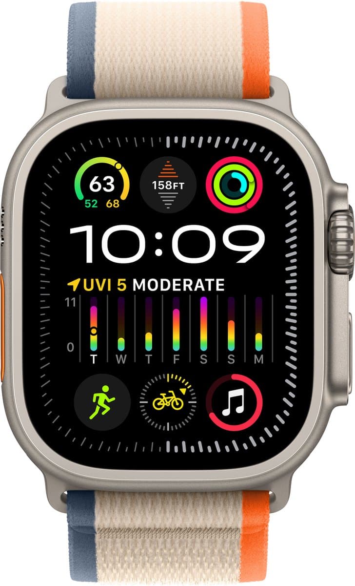 Apple Watch Ultra 2 - GPS + Cellular - 49mm - Titanium Case with Orange/Beige Trail Loop - M/L — afbeelding 1