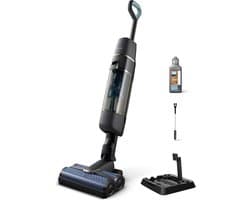 Philips Steelstofzuiger met Dweilfunctie XW7110/01 - Stofzuigen en Dweilen - Draadloos - Zonder Zak - Alle Vloertypen – LCD Scherm – Zelfreinigend - Grijs