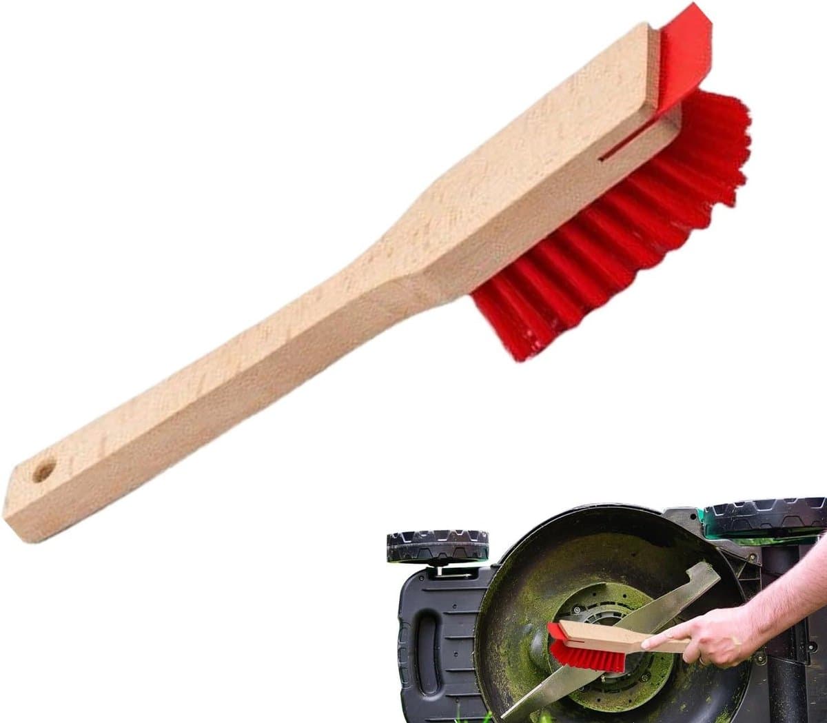 Grasmaaierdek schraper - Tuin schraper - Gazon onderhoud - Versterkte borstel - 40.5 cm - Houten borstel — afbeelding 1