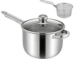 Mini Friteuse - Draagbaar Fornuis - Buiten Koken - Gelijkmatige Warmte - 15x20x15 cm - Zilver