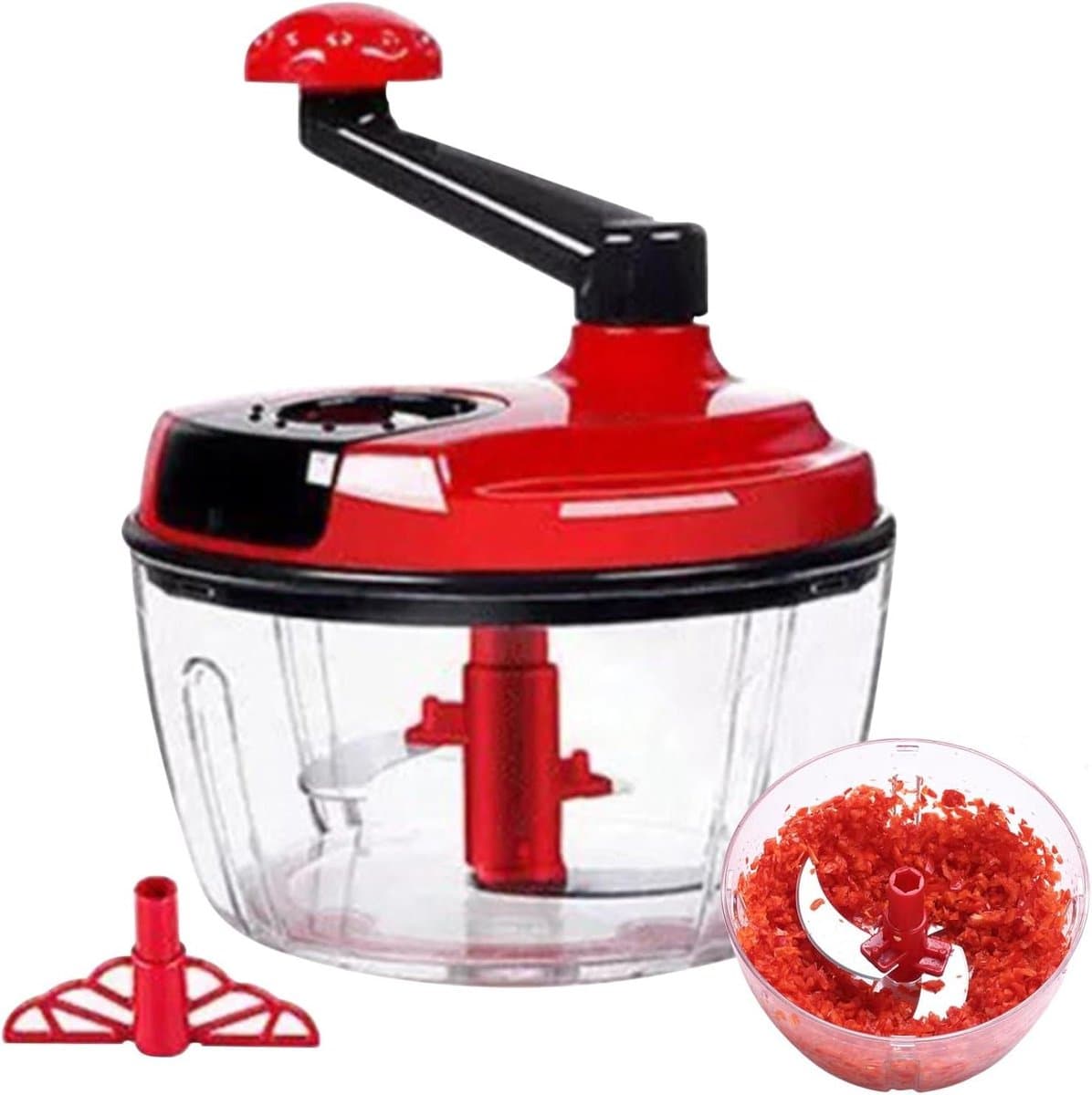 Handmatige Keukenmachine - Vleesmolen Hakmolen - Maaltijden Bereiden - Inklapbare Handgreep - 20.1 x 20.7 x 20.1 cm - Rood — afbeelding 1