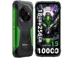 Blackview Robuuste Smartphone - 18 GB RAM - 256 GB ROM - 6,56 inch HD+ IPS - 10000 mAh - Dual SIM 4G - IP68 & IP69K Robuuste telefoon - Android 15 - GPS NFC - Groen