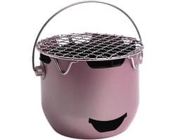 Draagbare houtskoolgrill - 15*12 cm - Mini houtskoolgrill - Draagbare houtskoolgrill voor buiten - Kleine buitengrill - Kleine grill voor buiten koken - Geschikt voor kamperen, barbecueën in de achtertuin, barbecueën in de camper en picknicks - Paars
