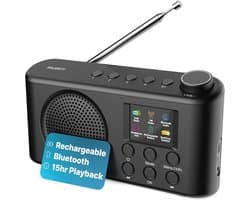 Majority Orwell - Draagbare Radio - DAB/DAB+/FM - Bluetooth - Wekker - EQ-modi - LED-display - Zwart