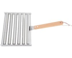 Hotdogroller van RVS voor 5 hotdogs, BBQ worstenroller met gepolijste afwerking, ideaal voor feesten en buiten grillen, 25 x 20 x 4 cm, 561 g