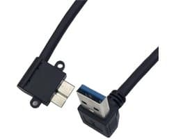 USB Kabel - Micro B stekker - Externe schijf aansluiten - 90 graden gebogen - 1 meter - Zwart
