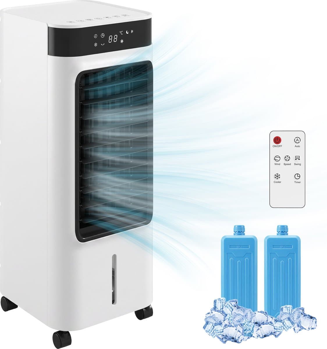 Mobiele Airco - Aircooler / Luchtkoeler - Draagbare Airconditioner - 3-in-1 Airco, Ventilator & Ontvochtiger - 7L Watertank - voor 20 m² - met Afstandsbediening & 24-uurs Timer - 50 dB - Inclusief Wieltjes - Wit — afbeelding 1