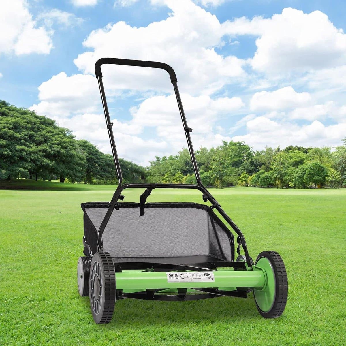 Handgrasmaaier - Duwmaaier - Gazon Onderhouden - Stille Werking - 50 cm Maaibreedte - Groen — afbeelding 1