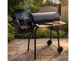 Lomera BBQ Smoker - Smokerbarbecue - Rookoven - Barbecue - Offset Smoker - Rookgrill - Houtskool Barbecue - Grillwagen - Rookkast - Houtskoolgrill - Barbecuewagen - Staande Grill - Barbeque - Tuin Barbecue - Smoker - Houtskoolbarbecue