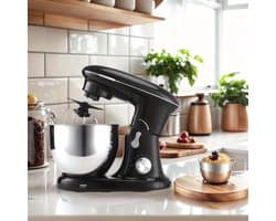 Keukenmixer – Mengmachine – Bakmixer – Deegkneder – Standmixer – 1400W Krachtige Motor – 4,5 Liter RVS Mengkom – Zwart