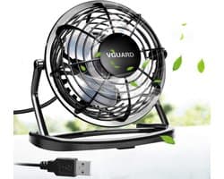 USB Tafelventilator – Stil – Compacte Ventilator – 360° Verstelbaar – 1,5m USB Kabel – Zwart