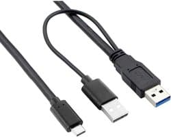 USB-C naar Dubbele USB Y-kabel voor Externe Harde Schijf en Laptop