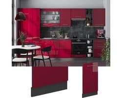 Vaatwasser frontpaneel - Keukenfront paneel - Keuken inbouwen - Bordeauxrode hoogglans afwerking - 45 cm breed - Bordeauxrood