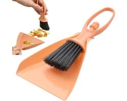Handveger en blik - Reinigingsset - Snel opruimen - Precisie borstelontwerp - 11x235 cm - Oranje