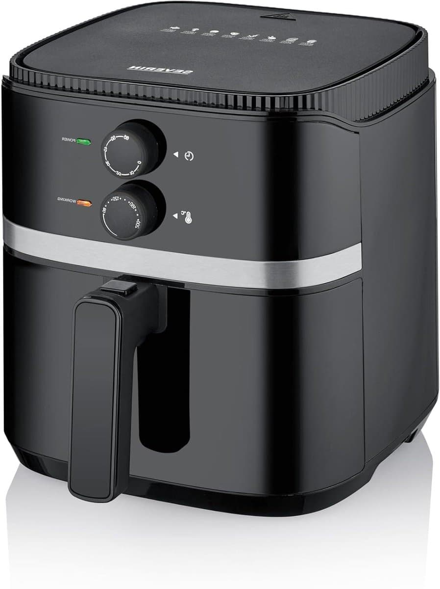 Hete Lucht Frituur - Airfryer Oven - Gezond Koken - Snelle Bereiding - 5 Liter - Zwart Zilver — afbeelding 1