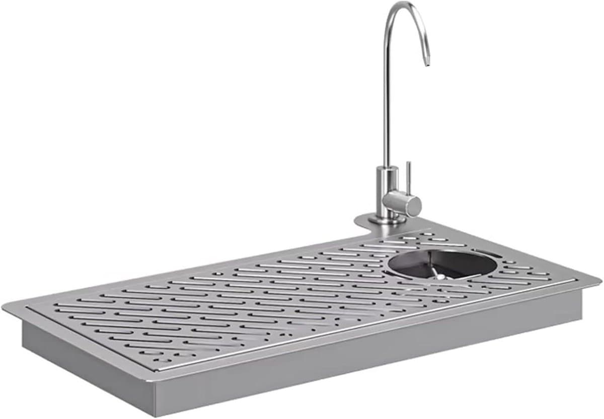 Glazenwasser met kraan - Spoelstation - Snel glazen spoelen - Ruimtebesparend inbouwontwerp - 57.5x37.5cm - Zilverkleurig — afbeelding 1