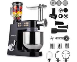Keukenmachine - Keukenrobot Mixer - Bakken en Koken - Geïntegreerde Weegschaal - 8 Liter Kom - Zwart