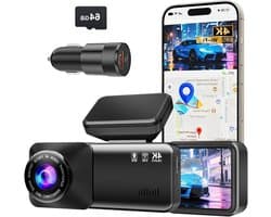 Dash Cam 4K - Auto Camera - Veilig Autorijden - Inclusief 64GB Kaart - 3.2 Inch Scherm - Zwart