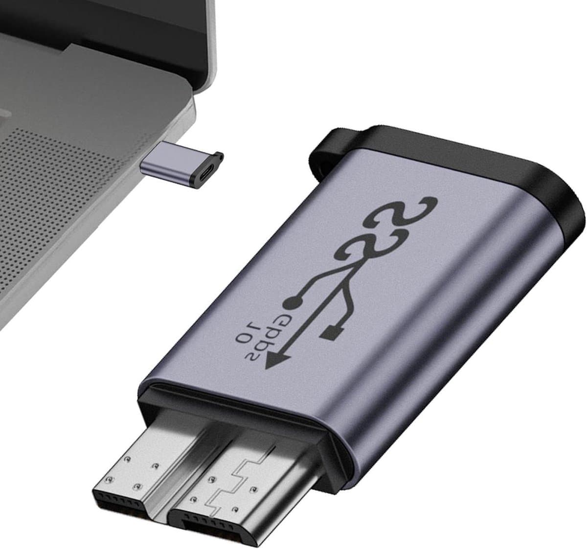 Adapter USB C Micro-B - Externe Schijf Converter - Data Overzetten - Supersnelle Overdracht - 10 Gbit/s - Zwart — afbeelding 1